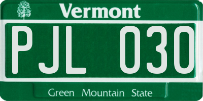 VT license plate PJL030