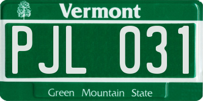 VT license plate PJL031