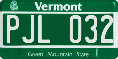 VT license plate PJL032