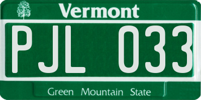 VT license plate PJL033