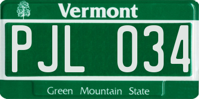 VT license plate PJL034