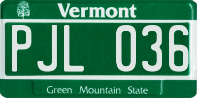 VT license plate PJL036