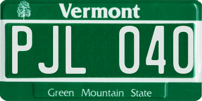 VT license plate PJL040