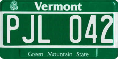 VT license plate PJL042