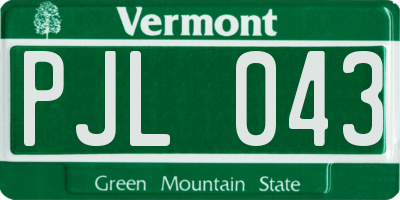 VT license plate PJL043