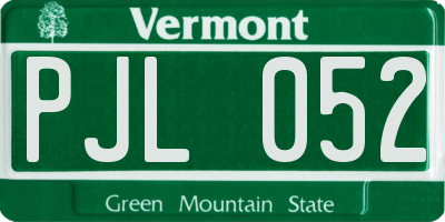 VT license plate PJL052