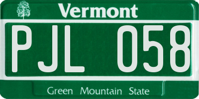 VT license plate PJL058