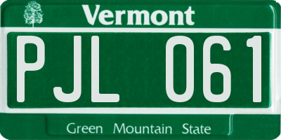 VT license plate PJL061