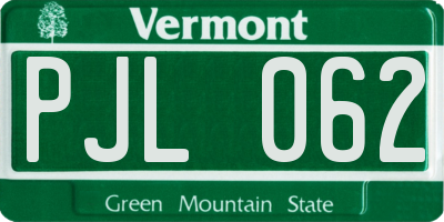 VT license plate PJL062