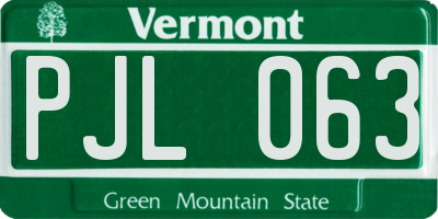VT license plate PJL063