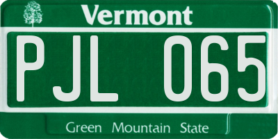 VT license plate PJL065