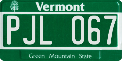 VT license plate PJL067