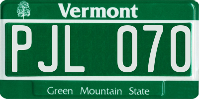 VT license plate PJL070
