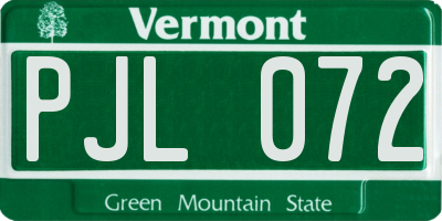 VT license plate PJL072