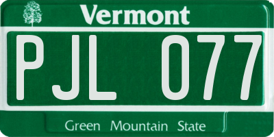 VT license plate PJL077