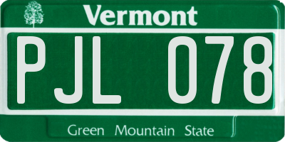 VT license plate PJL078