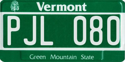 VT license plate PJL080