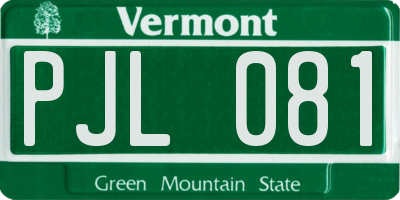 VT license plate PJL081