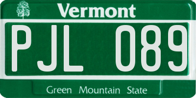VT license plate PJL089