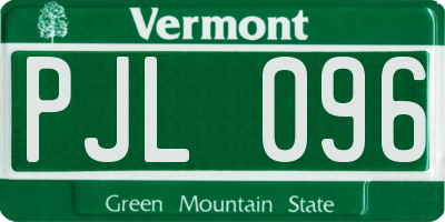 VT license plate PJL096