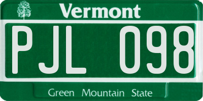 VT license plate PJL098