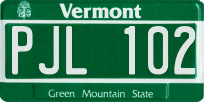 VT license plate PJL102