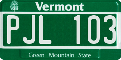 VT license plate PJL103