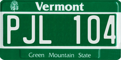 VT license plate PJL104