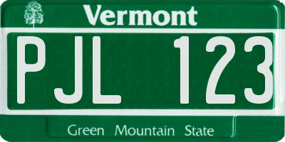 VT license plate PJL123