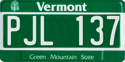 VT license plate PJL137