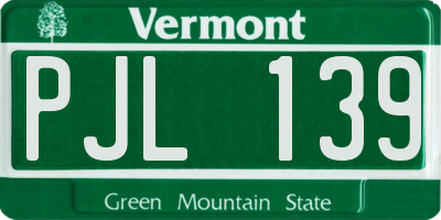 VT license plate PJL139