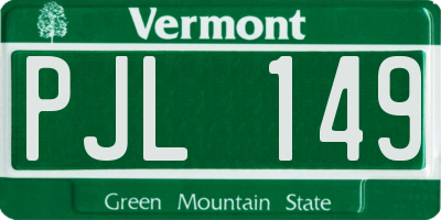 VT license plate PJL149