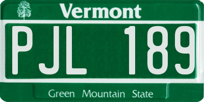 VT license plate PJL189