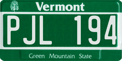 VT license plate PJL194