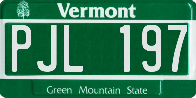 VT license plate PJL197