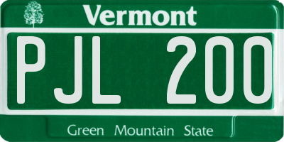 VT license plate PJL200
