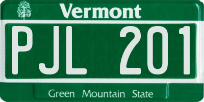 VT license plate PJL201