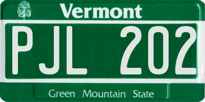 VT license plate PJL202