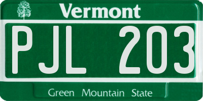 VT license plate PJL203
