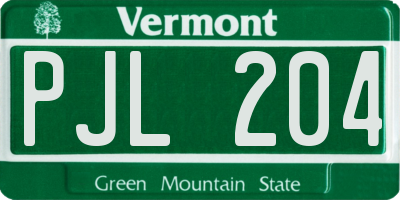 VT license plate PJL204