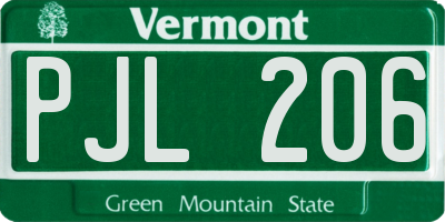 VT license plate PJL206