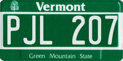 VT license plate PJL207