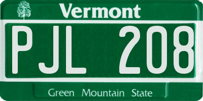 VT license plate PJL208