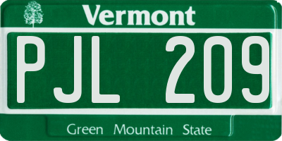 VT license plate PJL209