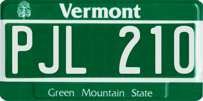 VT license plate PJL210