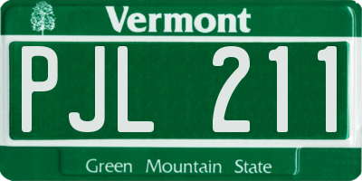 VT license plate PJL211