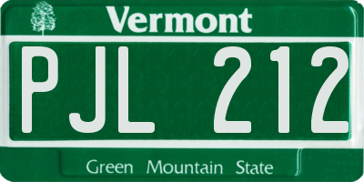 VT license plate PJL212