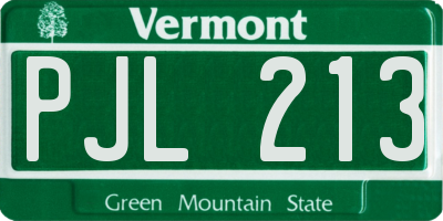 VT license plate PJL213