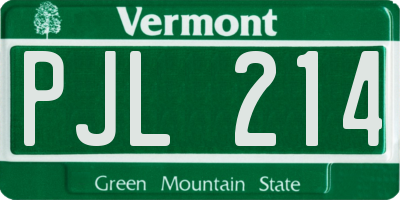 VT license plate PJL214