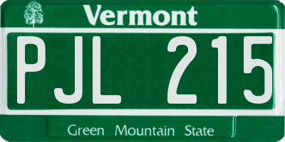 VT license plate PJL215